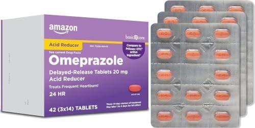 Amazon Basic Care Omeprazole Delayed Release Tablets 20 mg