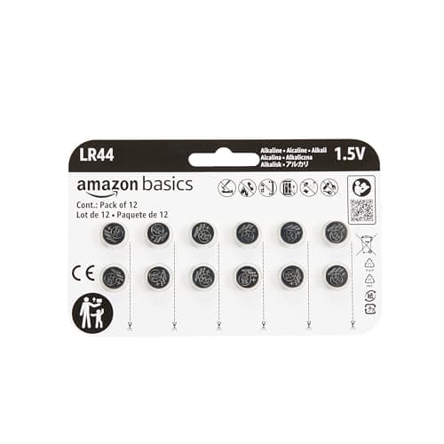Amazon Basics 12-Pack LR44 Alkaline Button Cell Bat…, 1.5 Volt