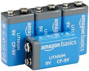 Amazon Basics 4-Pack 9 Volt Lithium High…, 10-Year Shelf Life