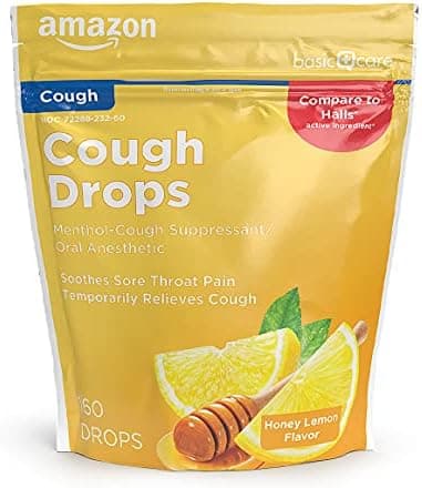 Amazon Basic Care Honey Lemon Menthol Cough… — Soothing Relief