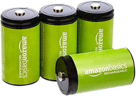 Amazon Basics 4-Pack Rechargeable D Cell NiMH Batt…, 10000 mAh