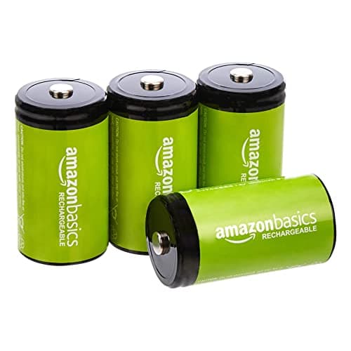 Amazon Basics 4-Pack Rechargeable D Cell NiMH Batt…, 10000 mAh