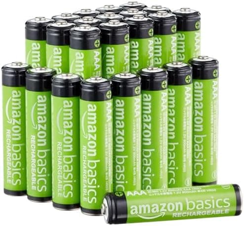 Amazon Basics 24-Pack Rechargeable AAA NiMH Batteries, 800 mAh