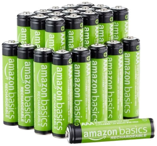 Amazon Basics 24-Pack Rechargeable AAA NiMH Batteries, 800 mAh