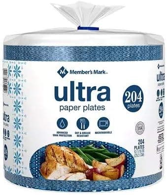 Member Mark Ultra Dinner Paper Plates (10", 204 ct.)