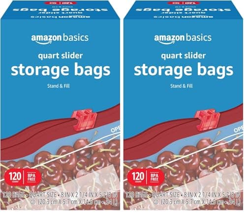 Amazon Basics Slider Quart Food Storage Bags, BPA Free