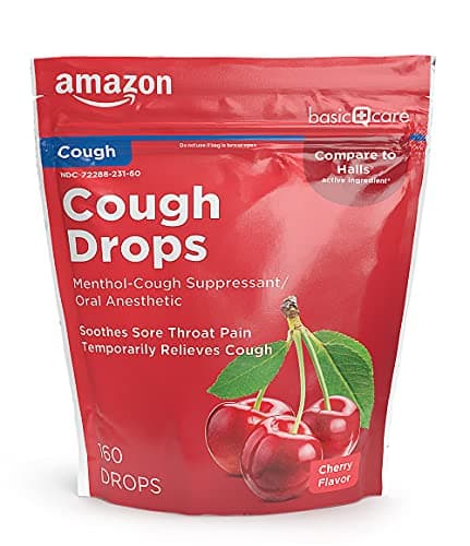 Amazon Basic Care Cherry Menthol Cough Drops for Sore Throat…