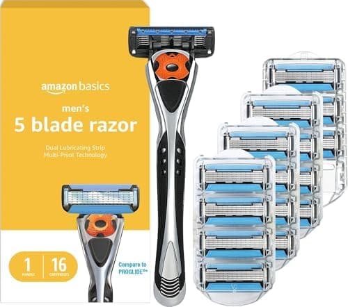 Amazon Basics 5-Blade MotionSphere Men's Razor with D… — Black