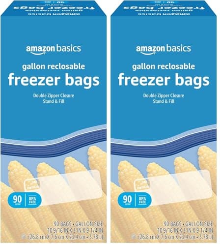 Amazon Basics Freezer Gallon Bags | Stand & Fill Base | 90…