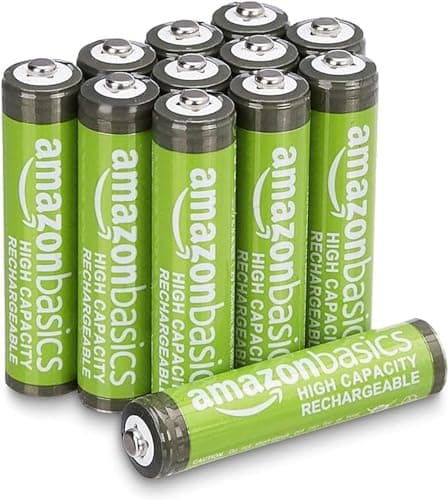 Amazon Basics 12-Pack Rechargeable AAA NiMH Hig… — Pre-Charged