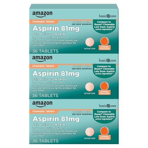 Amazon Basic Care Low Dose Aspirin 81 mg Chewable Tablets