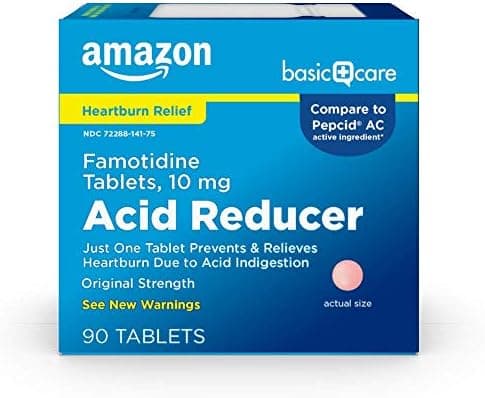 Amazon Basic Care Original Strength Famotidine Tablets, 10 mg