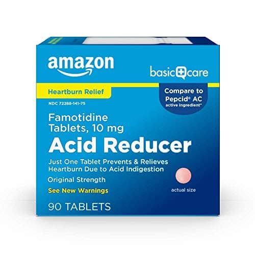 Amazon Basic Care Original Strength Famotidine Tablets, 10 mg