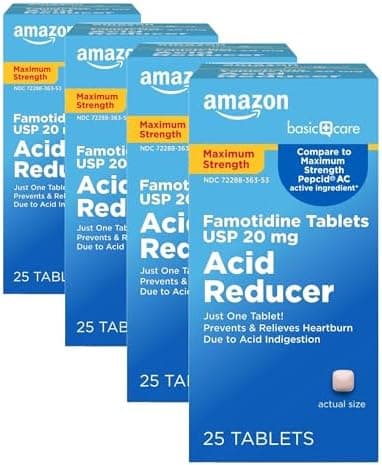 Amazon Basic Care Maximum Strength Famotidine Tablets 20 mg