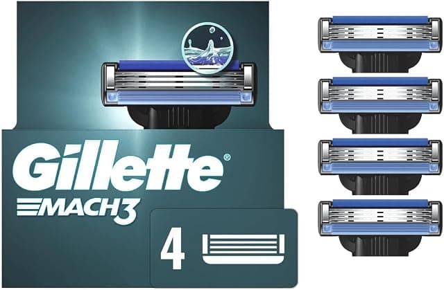 Gillette Mach3 Razor Refills for Men, 4 Razor Blade Refills