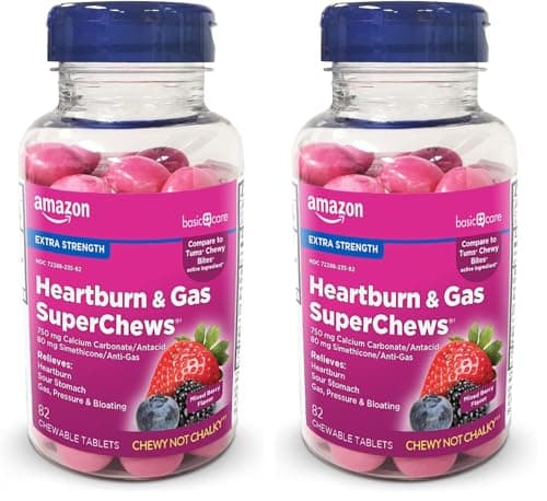 Amazon Basic Care Heartburn & Gas SuperCh…, Fast-Acting Relief