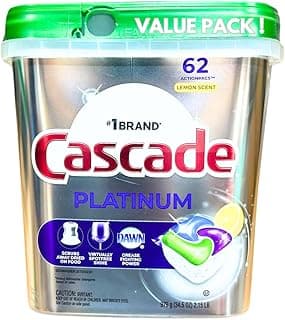 Cascade Platinum Dishwasher Pods, Lemon Scent, 62 Count
