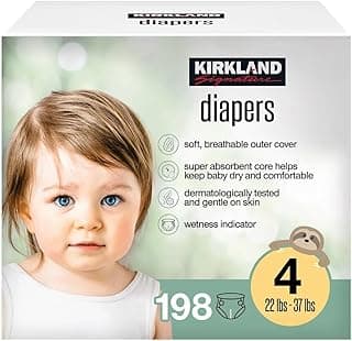 Kirkland Signature Diapers, Size 4 (22-37 Pounds), 198 Count