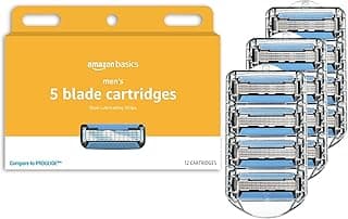 Amazon Basics 5-Blade Razor Refills for Men with Dual…
