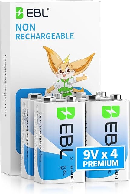 EBL 9 Volt Batteries 4 Pack