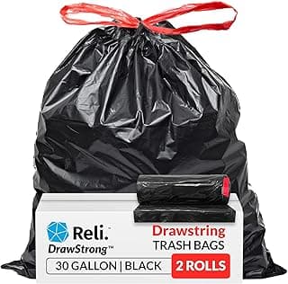 Reli. 30 Gallon Trash Bags Drawstring | 150 Count | Black | 30…