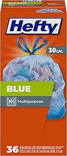 Hefty Blue Trash Bags, Blue, 30 Gallon, 36 Count
