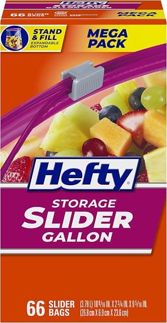 Hefty Slider Gallon Storage Bags, 66 Count