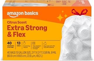 Amazon Basics Extra Strong & Flex Tall Kitchen Drawstring…