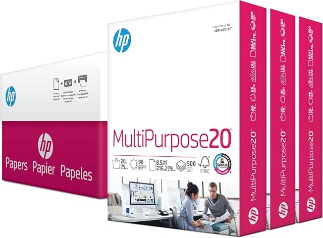 HP Paper Printer 8.5x11 MultiPurpose 20 lb 3 Ream Case 1500…