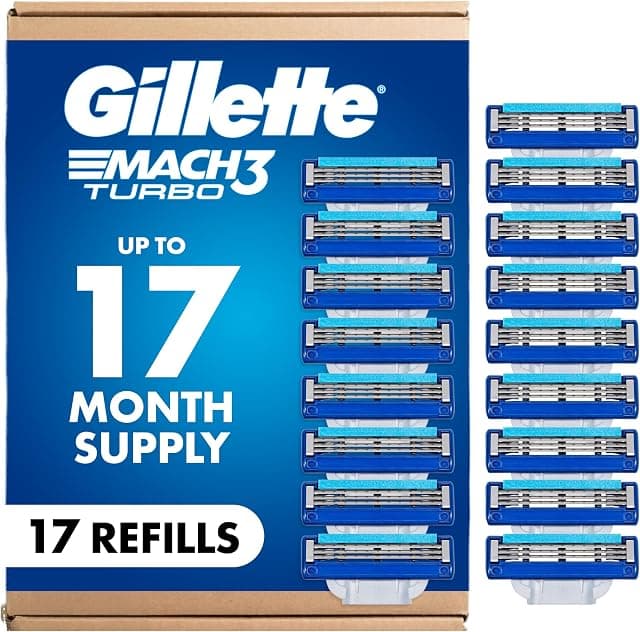 Gillette Mach3 Turbo Mens Razor Blade Refills, 17 Count