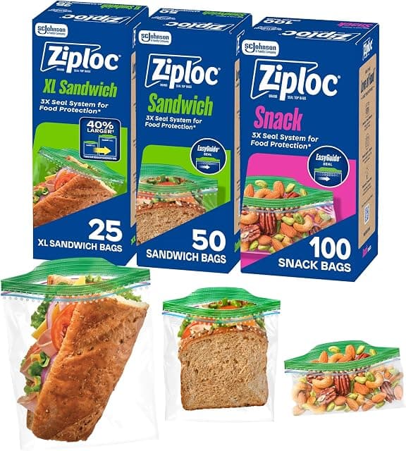 Ziploc 175 Count Sandwich and Snack Bags, Easy Open and Close