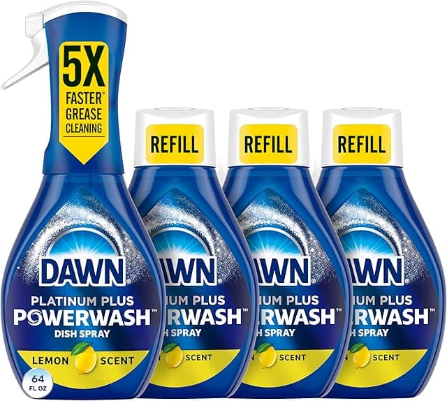 Dawn Powerwash Dish Soap Spray + 3 Dishwashing Liquid Refills…
