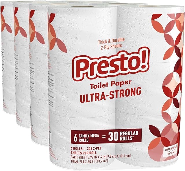 Amazon Brand - Presto! Ultra-Strong 2-Ply Toilet Paper