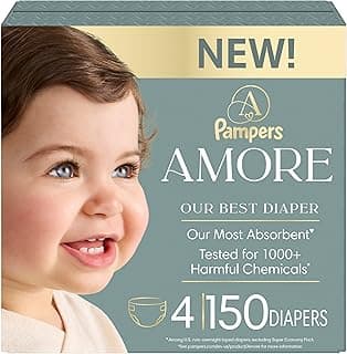 Pampers Amore Diapers, Size 4 (15-34 lbs), 150 Count