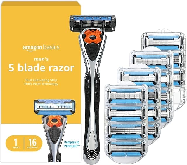 Amazon Basics 5-Blade MotionSphere Mens Razor with Dual…