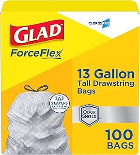 CloroxPro Glad ForceFlex Tall Drawstring Trash Bags, 13 Gallon