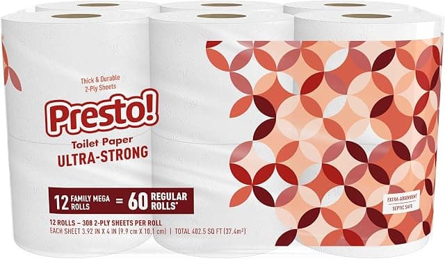 Amazon Brand - Presto! Ultra-Strong 2-Ply Toilet Paper