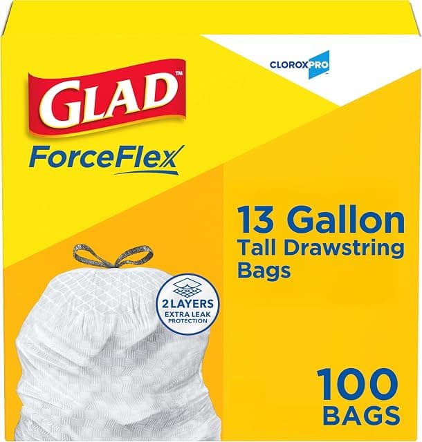 CloroxPro Glad ForceFlex Tall Drawstring Trash Bags, 13 Gal