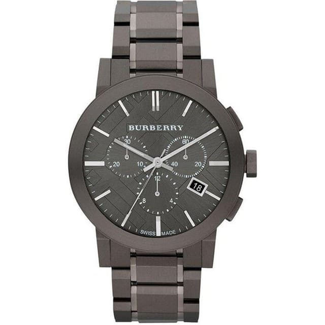 Burberry Men's BU9354 Large Check Gray Ion Plated Stainless…