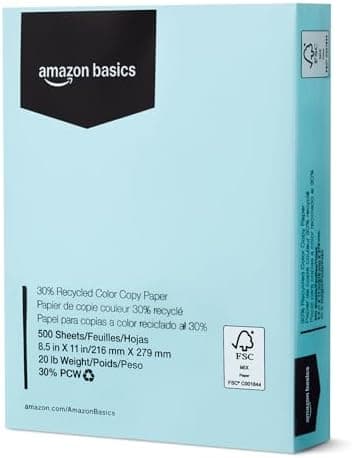 Amazon Basics 30% Recycled Color Copy Paper, 8.5" x 11"