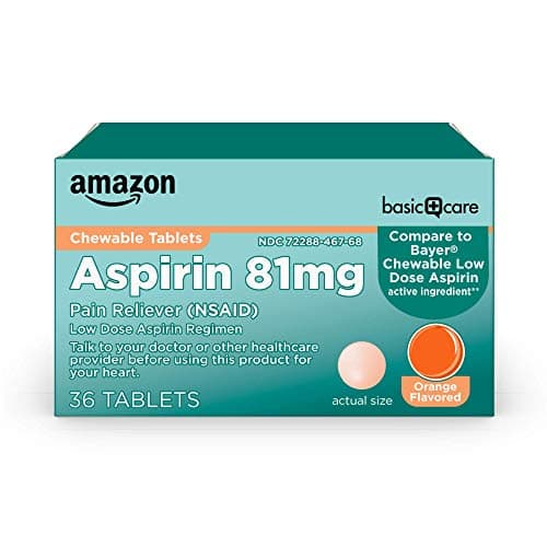 Amazon Basic Care Low Dose Aspirin 81 mg Chewable Tablets
