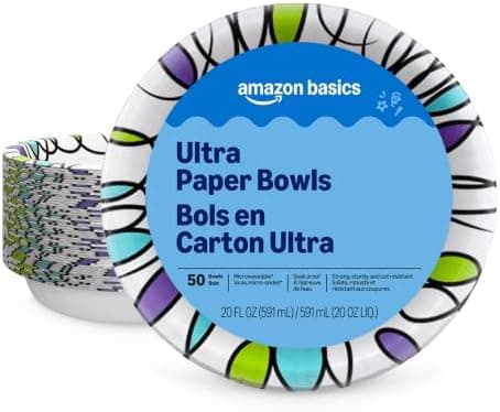 Amazon Basics Ultra Disposable Paper Bowls, 20 Oz