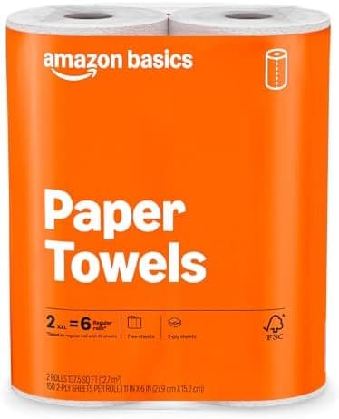 Amazon Basics 2-Ply Flex-Sheets Paper Towels, 2-Pack
