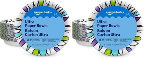 Amazon Basics Ultra Disposable Paper Bowls, 20 Oz