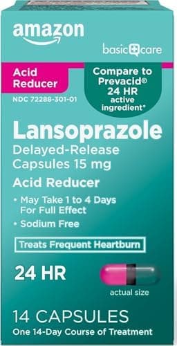 Amazon Basic Care Lansoprazole Delayed Release Capsules, 15 mg