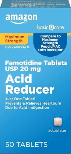 Amazon Basic Care Maximum Strength Famotidine Tablets 20 mg
