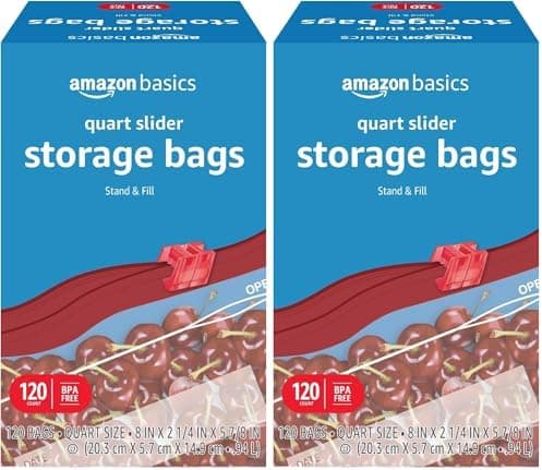 Amazon Basics Slider Quart Food Storage Bags, BPA Free