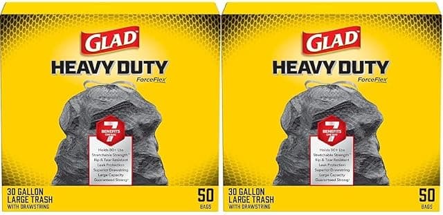 Glad Trash Bags, ForceFlexPlus Drawstring Large Garbage Bags…