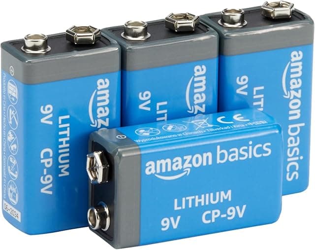 Amazon Basics 4-Pack 9 Volt Lithium High-Performance Batteries