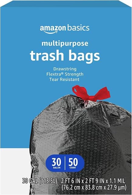 Amazon Basics Flextra Multipurpose Drawstring Trash Bags